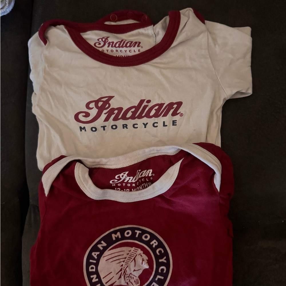 Indian Motorcycle Kids One-Piece Bodysuit - White & Maroon